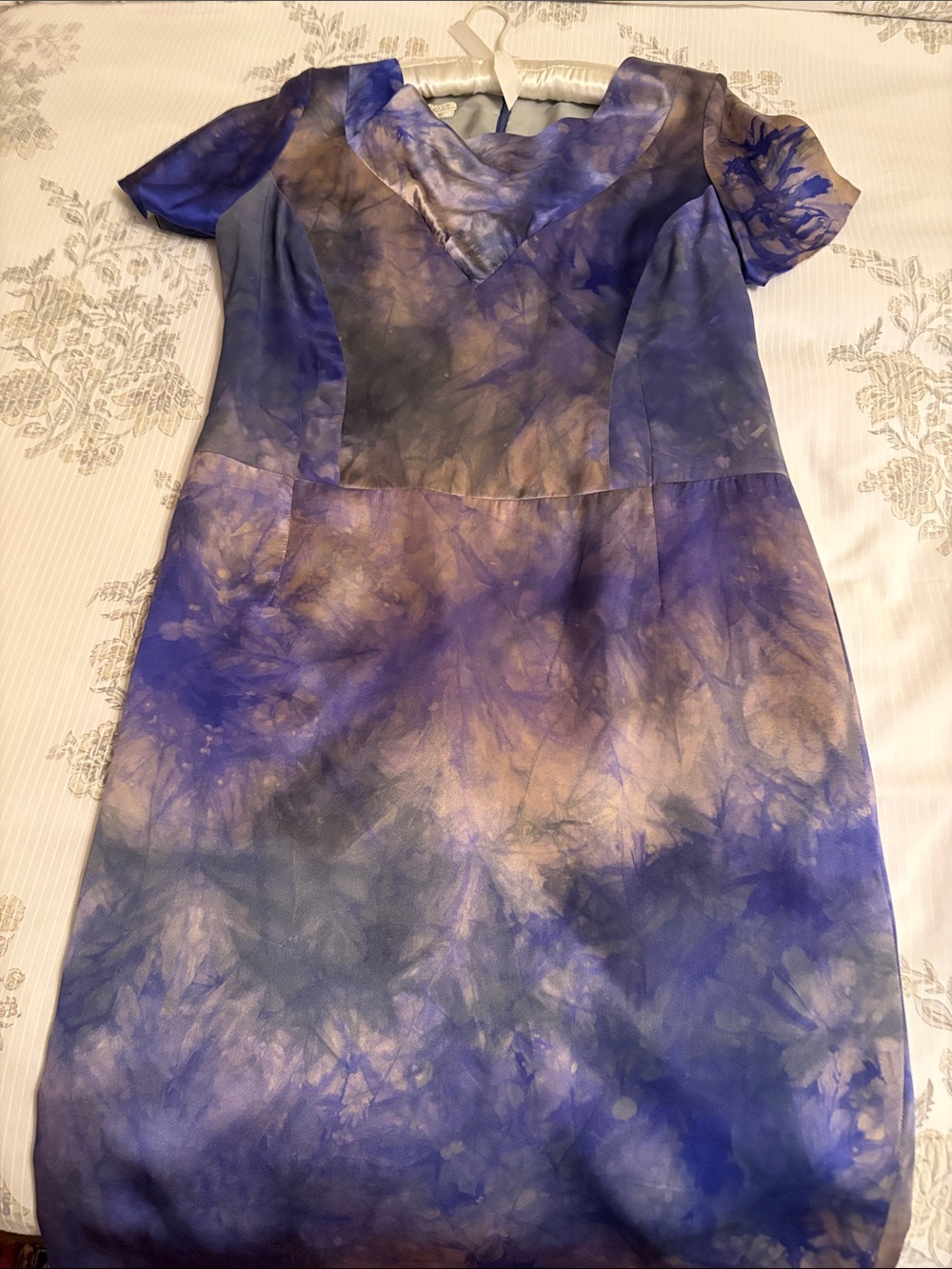 Women's Purple Silk V-Neck Dress